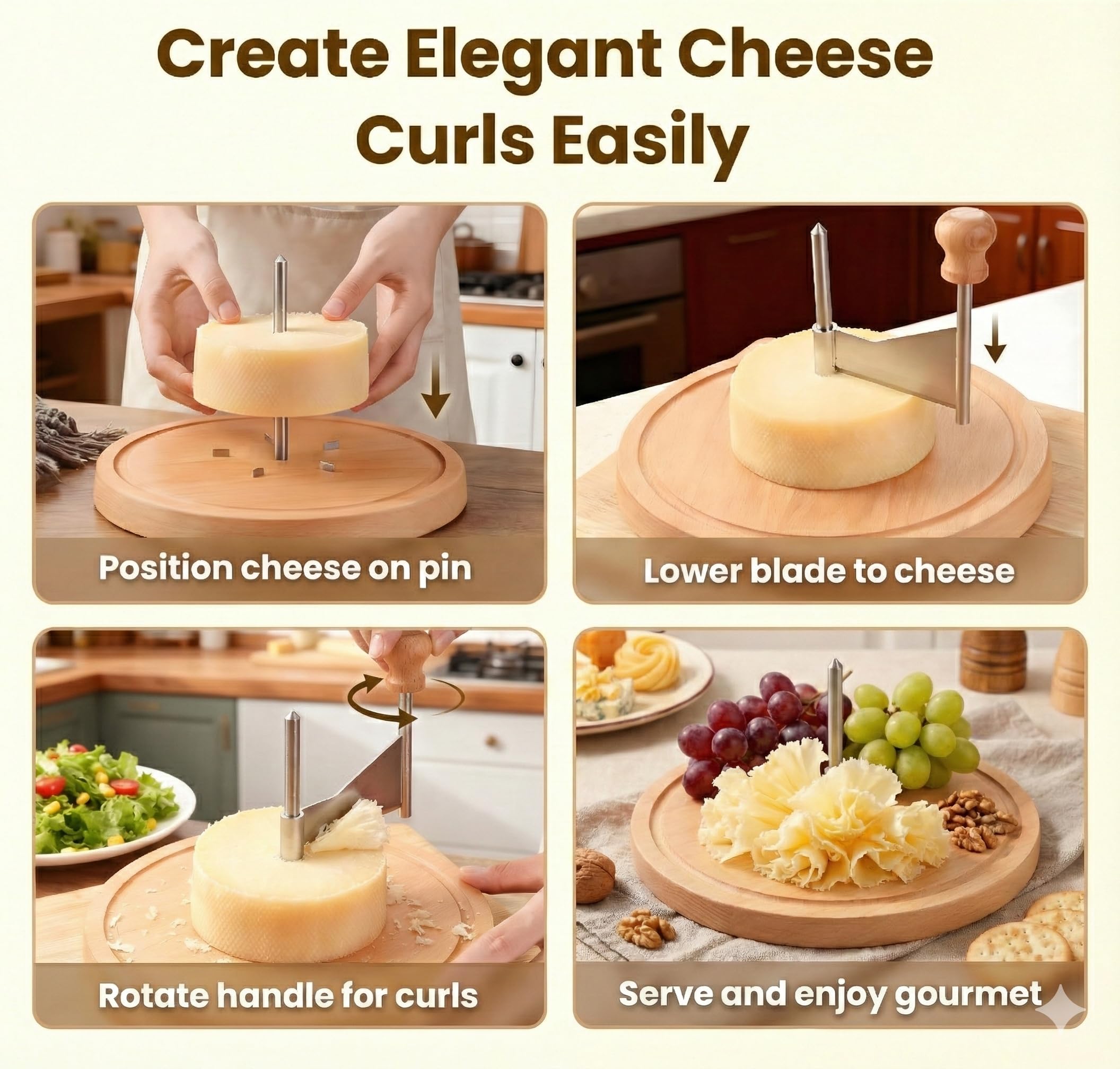 RWIXR cheese curler cheese-roses showcase intricate curls for platters