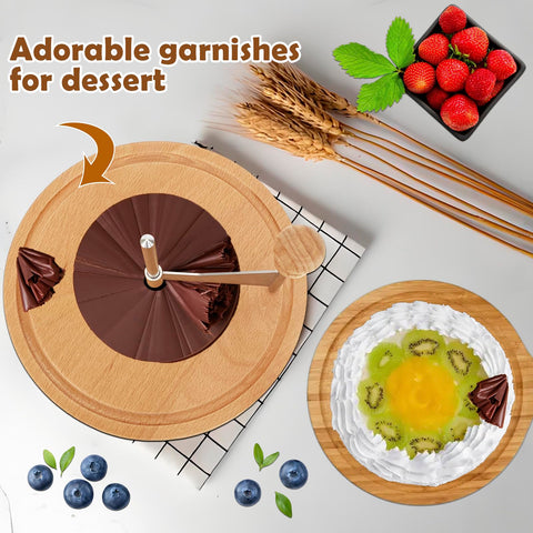 RWIXR cheese curler dessert-presentation adds refined chocolate curls to desserts