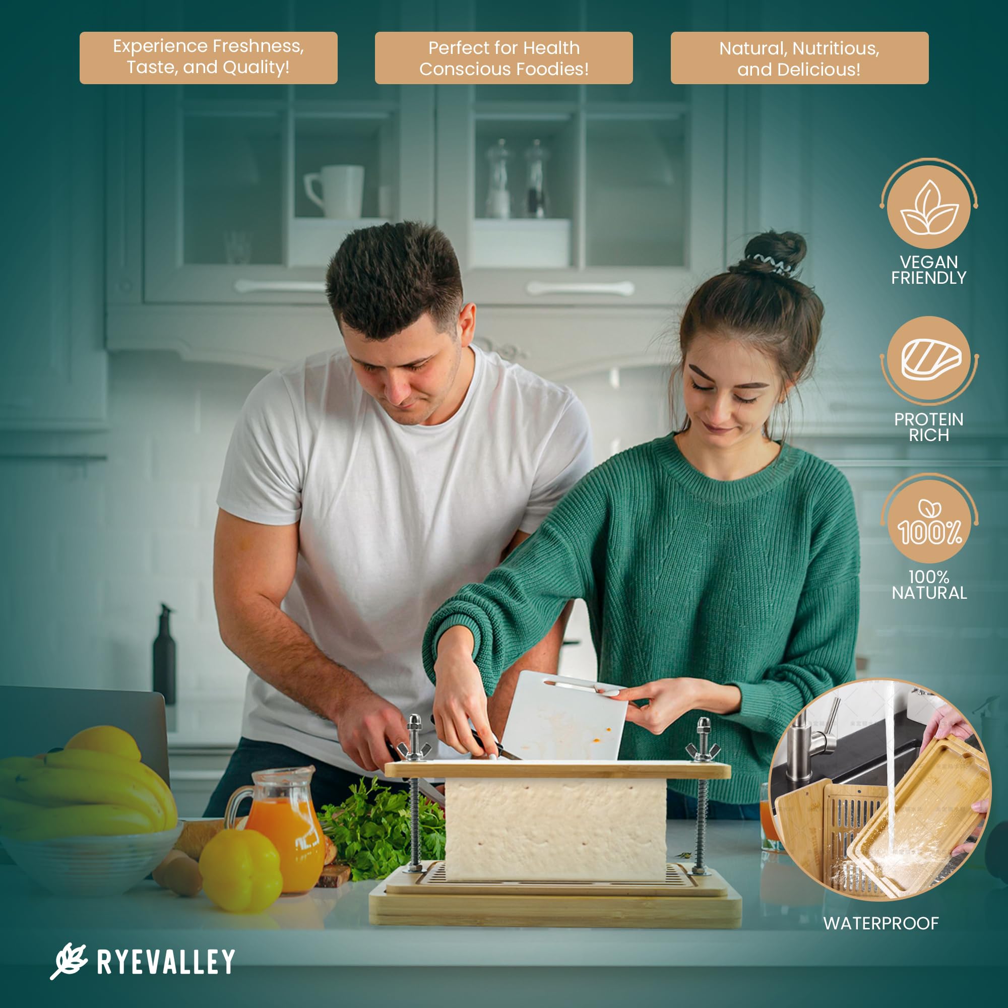 ryevalley press makes cleanups easy and keeps tofu textures consistent