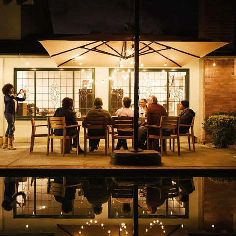 RYKUG Indoor/outdoor use for patios, balconies, and parties.