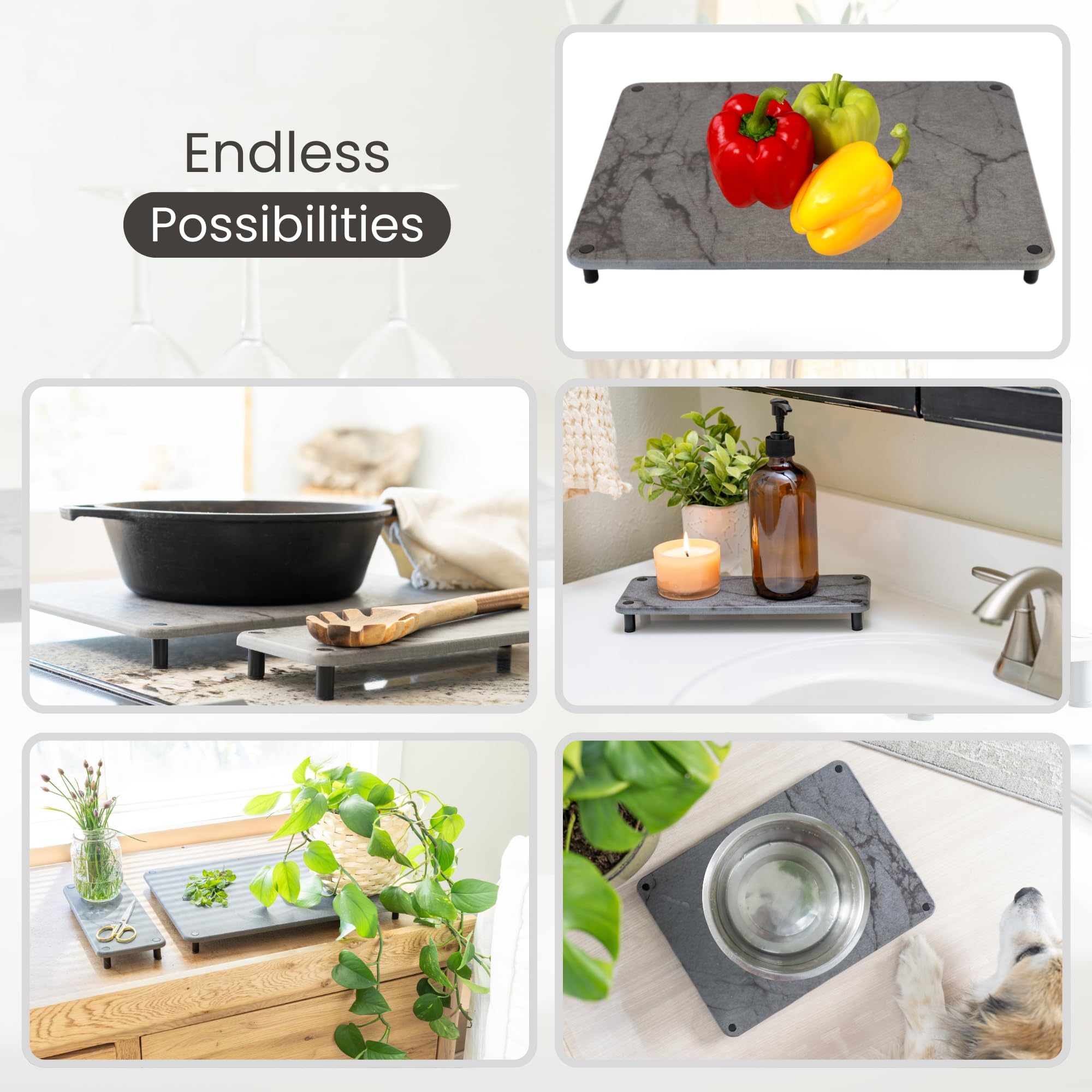 RYMA Home multiuse stone mat dries vegetables and supports kitchen tasks