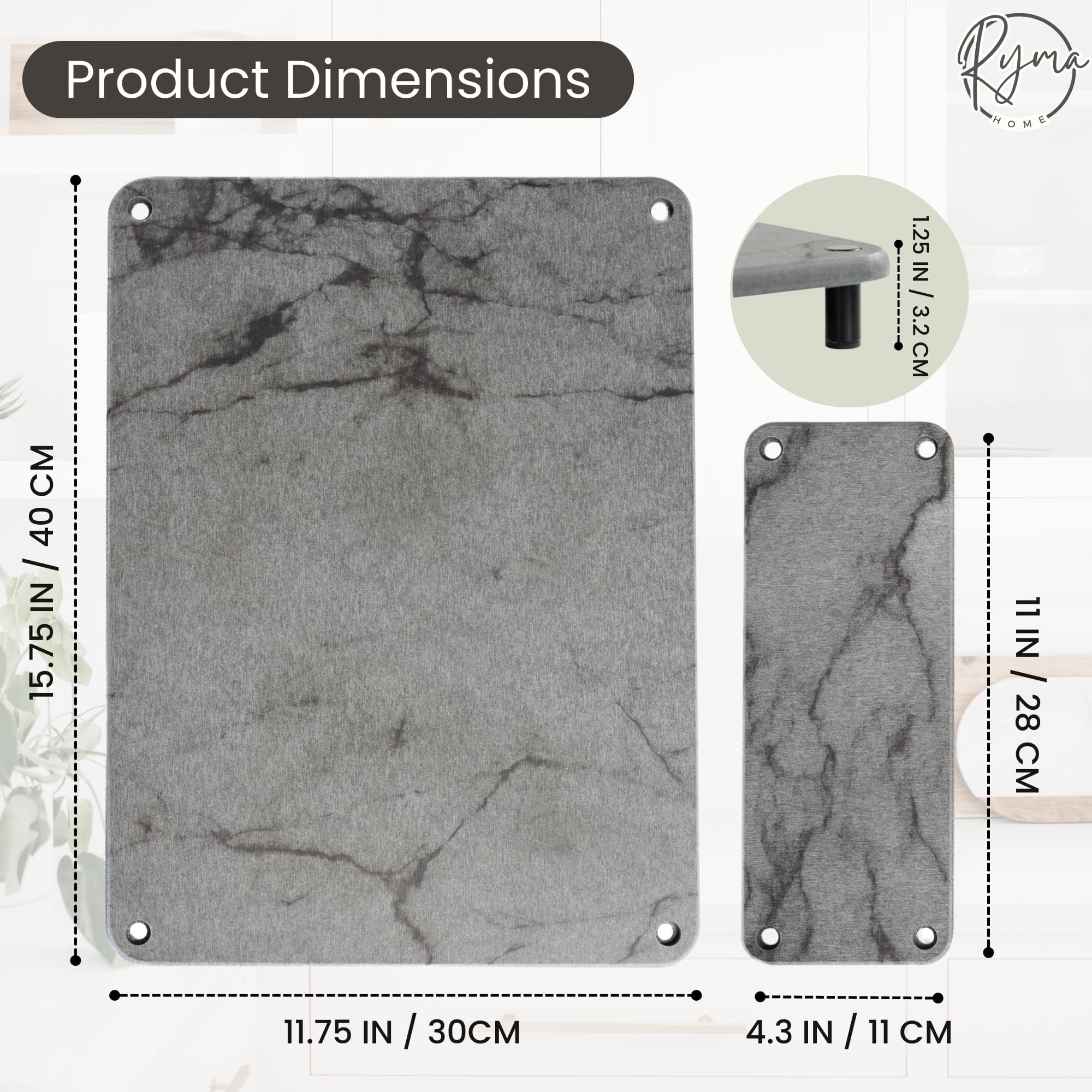 RYMA Home stone mat is easy to rinse and wipe clean