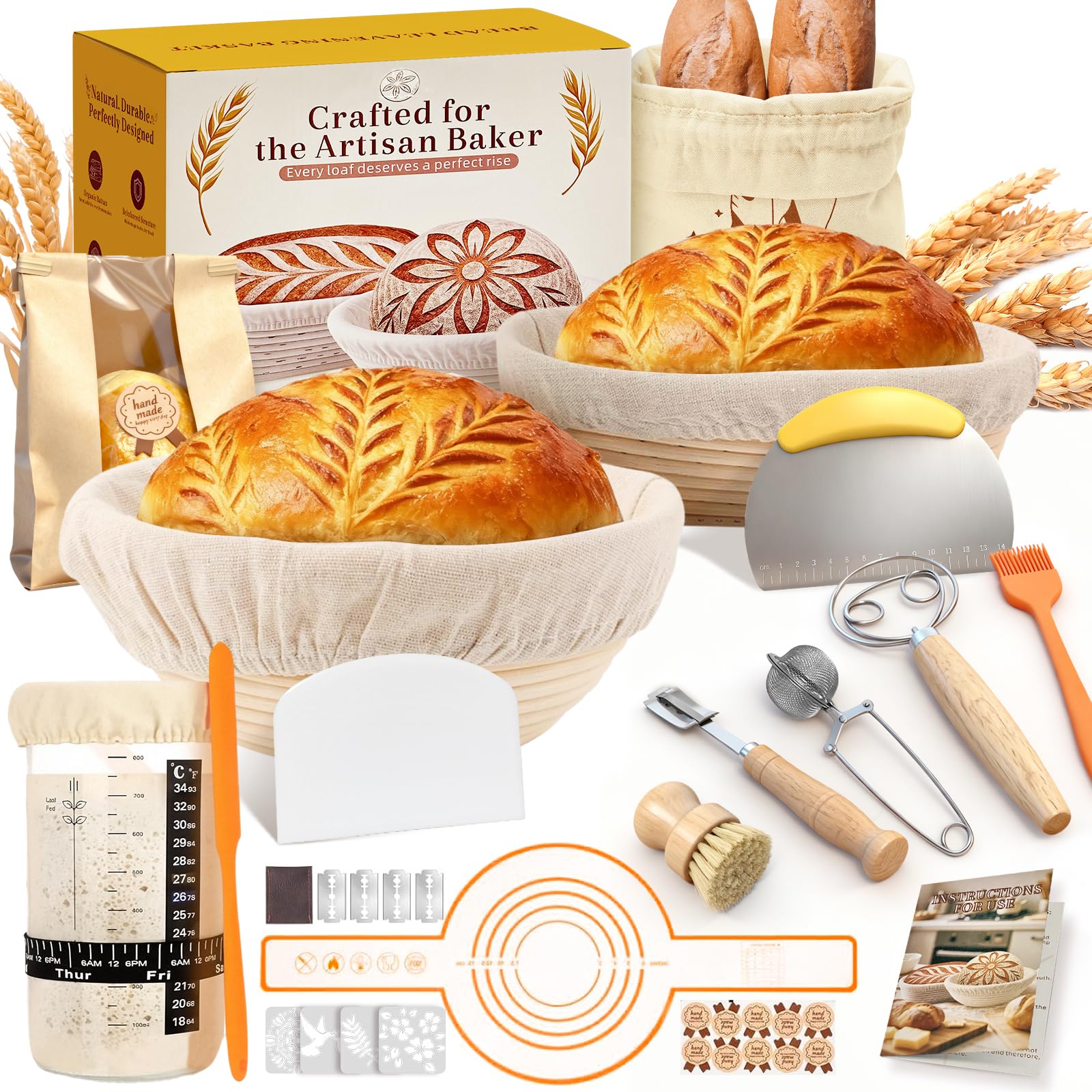 RYMTOX round 9-inch proofing basket shapes dough with spiral pattern