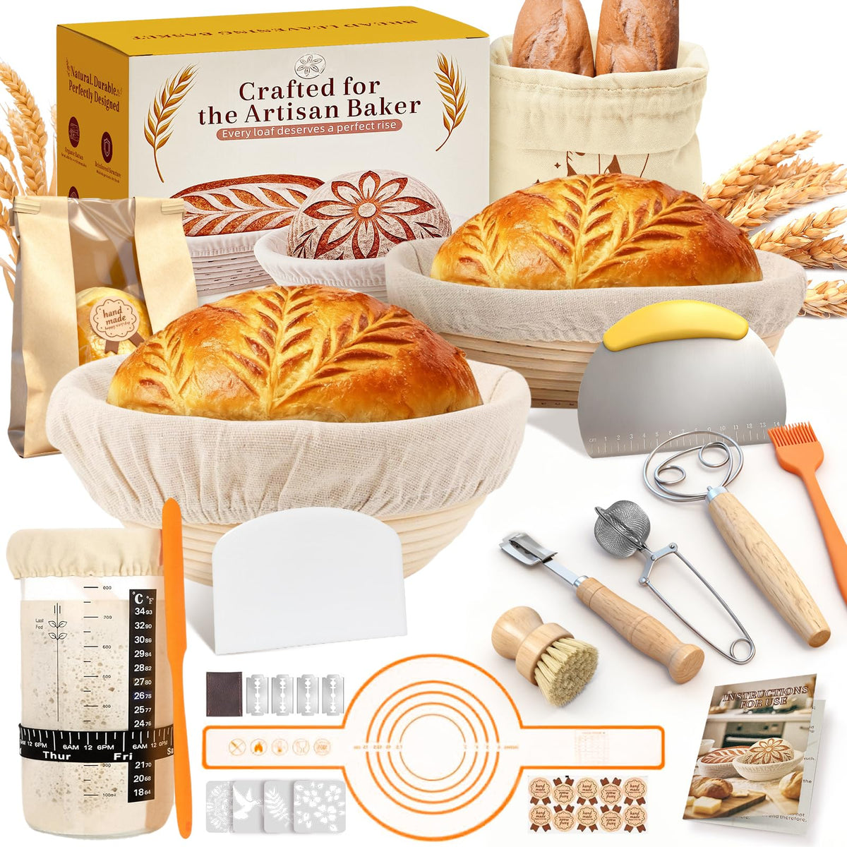 RYMTOX round 9-inch proofing basket shapes dough with spiral pattern