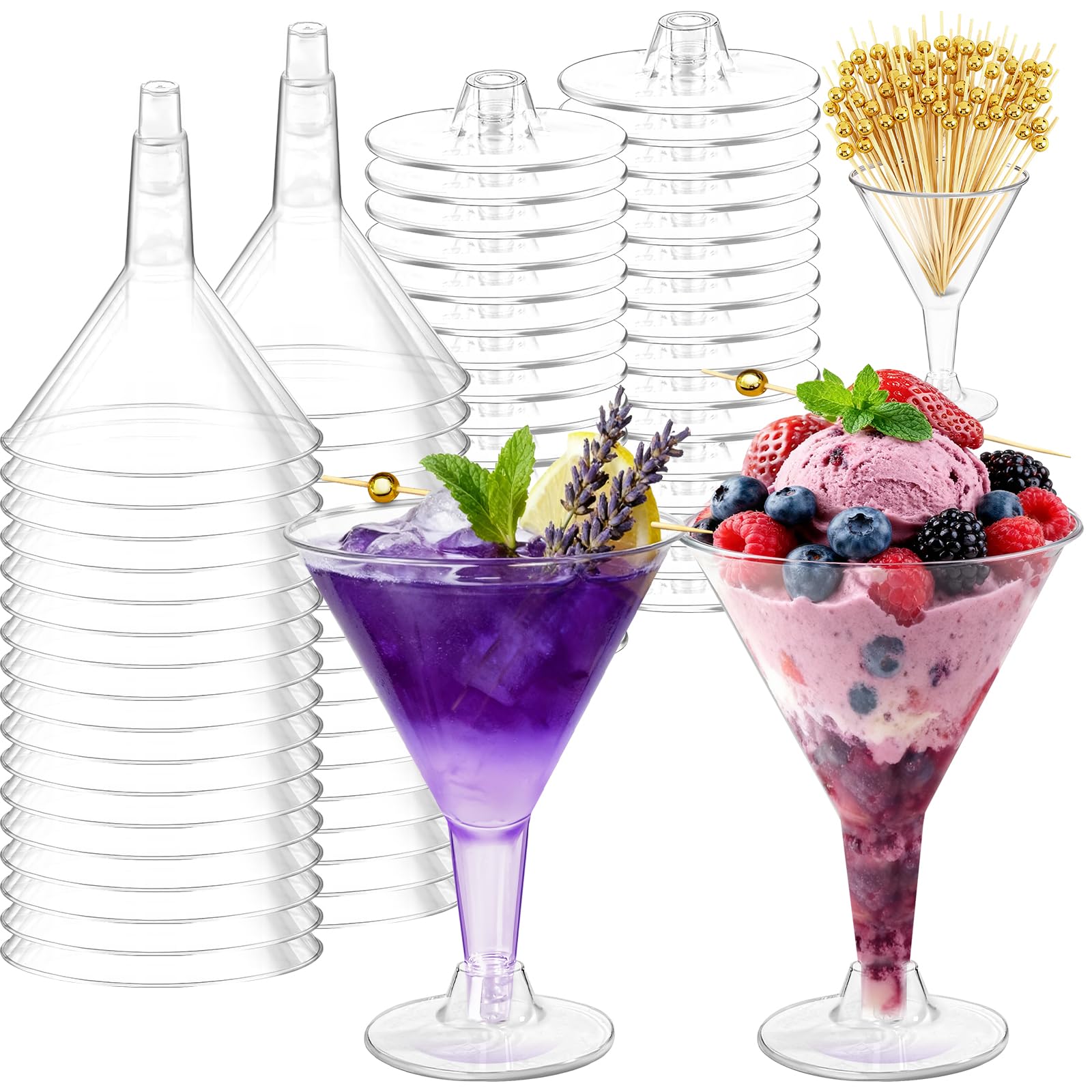 RYTOXILO 7oz plastic martini glass with clear body for easy drink visibility