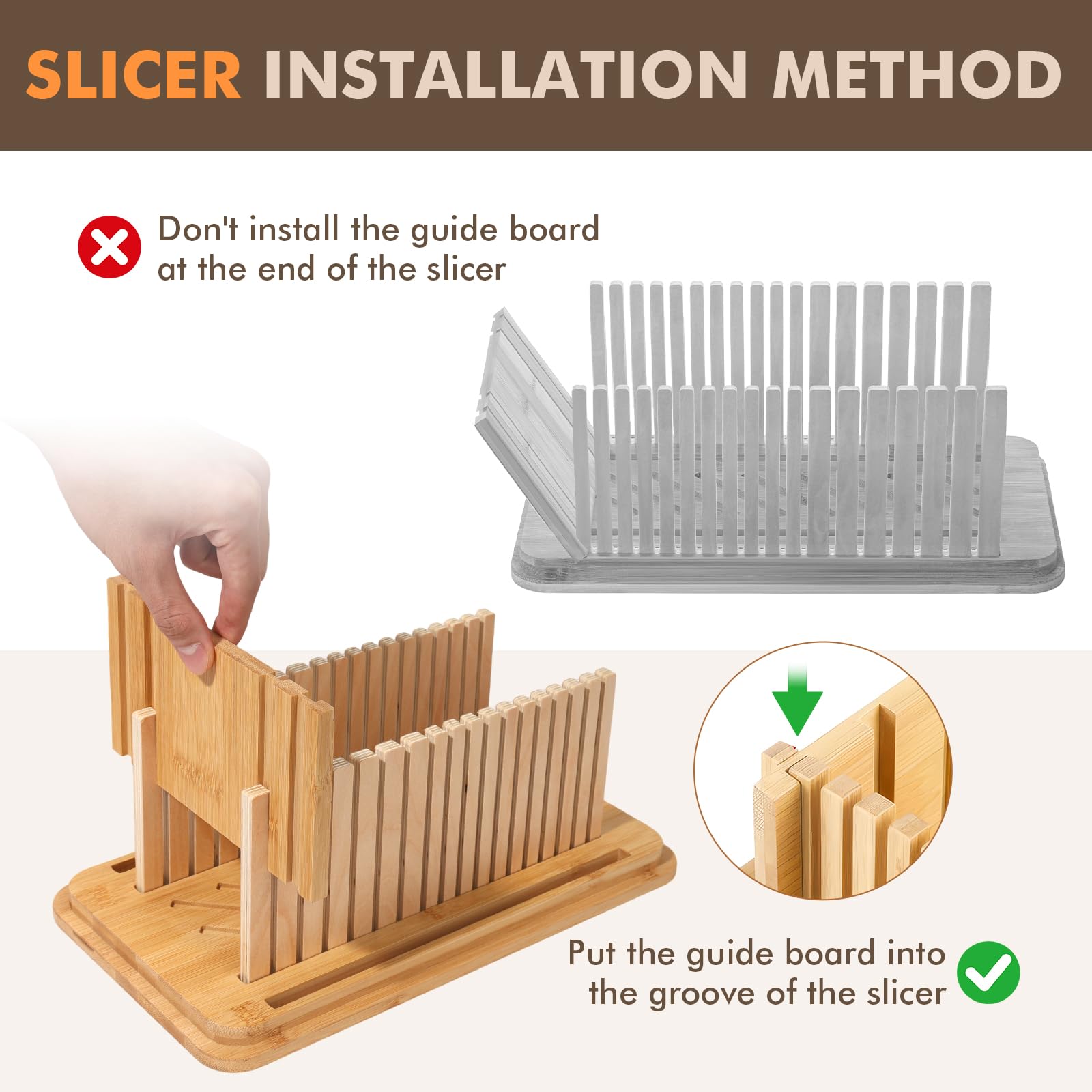 RYTOXILO bread slicing guide attached for evenly sliced loaves.