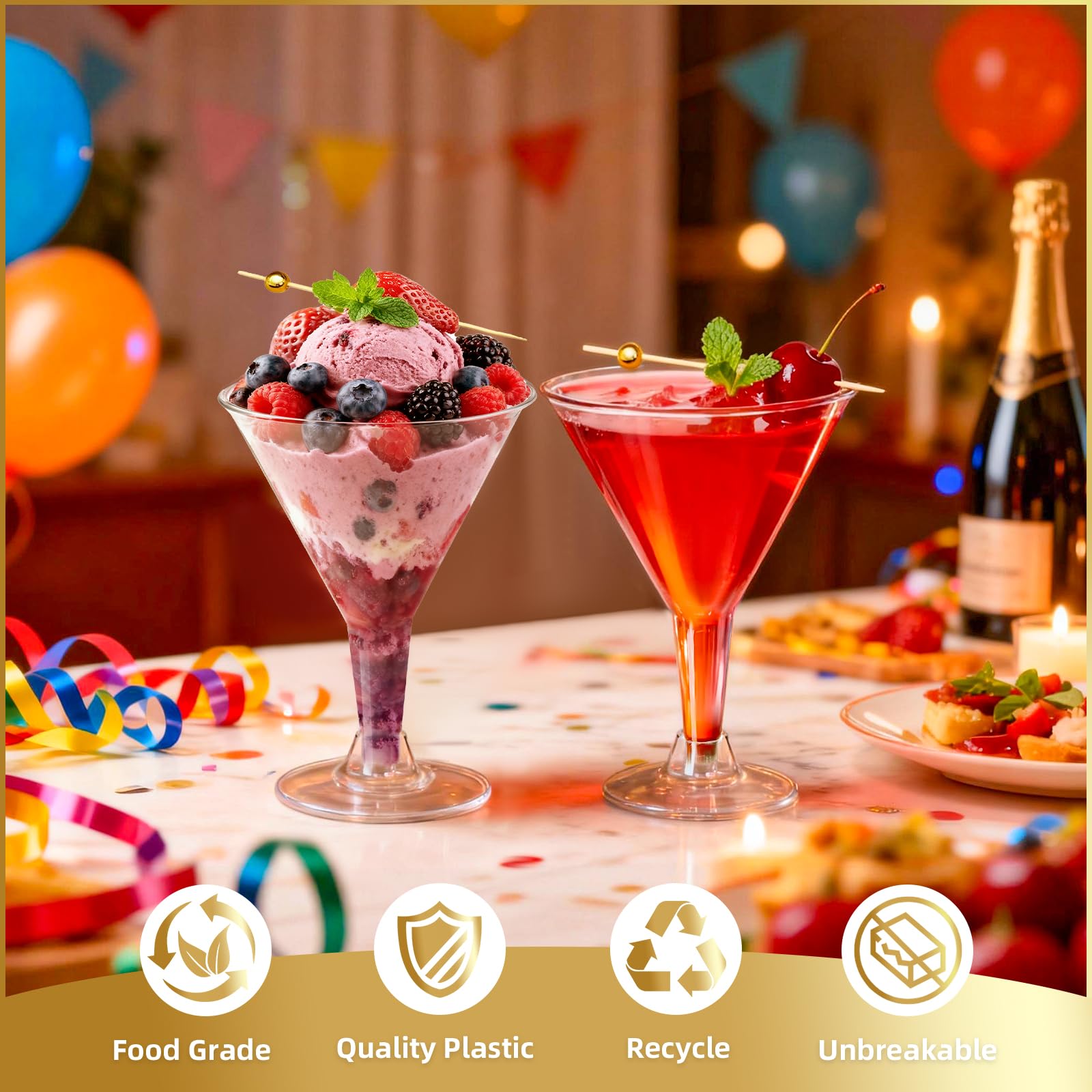 RYTOXILO clear tall martini glass showcases drinks beautifully at weddings