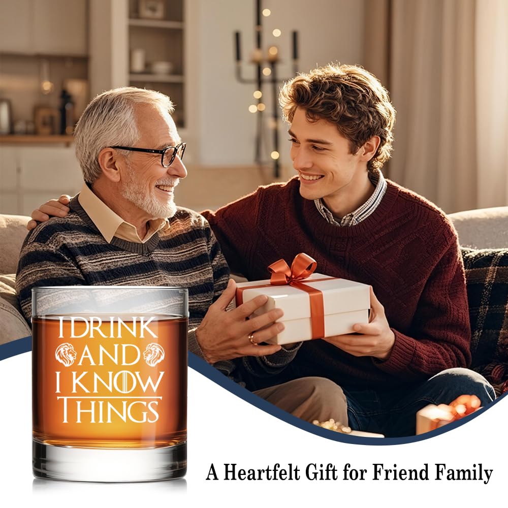 RZHV Drin And I Know Things whiskey glass makes a thoughtful gift idea