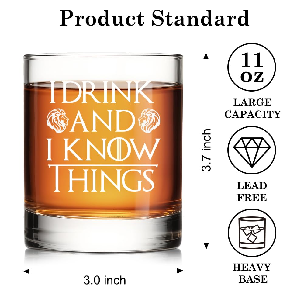 RZHV Drin And I Know Things whiskey glass heavy base for a solid grip