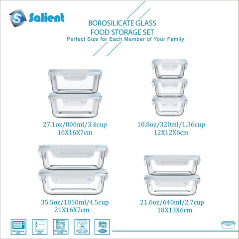 S SALIENT rectangle 21-6oz glass container ideal for portions and snacks.