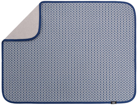 S&T INC. Dish Drying Mat XL in blue absorbs water to keep counters dry