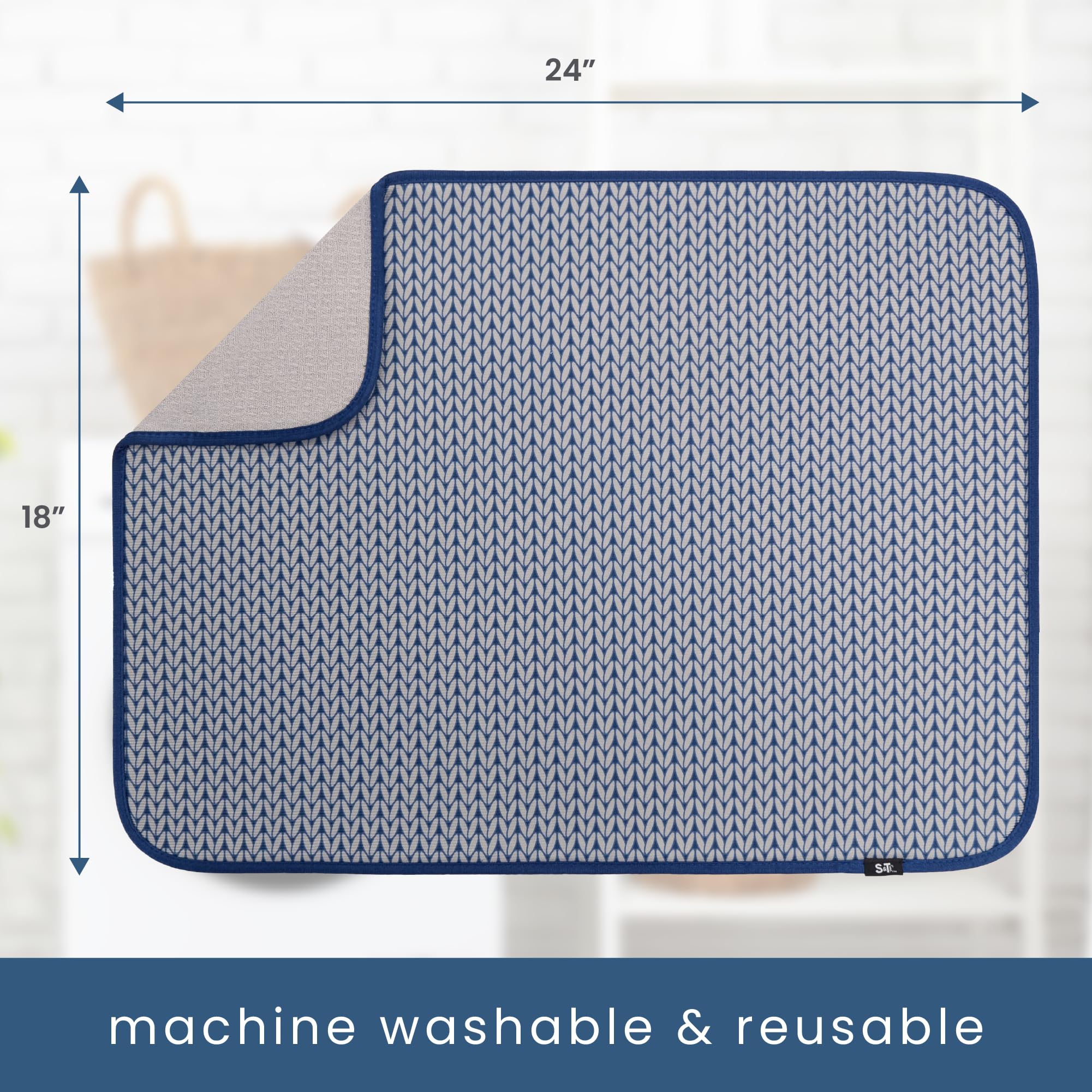 S&T INC. Dish Drying Mat XL cushions delicate dishes and glassware during drying