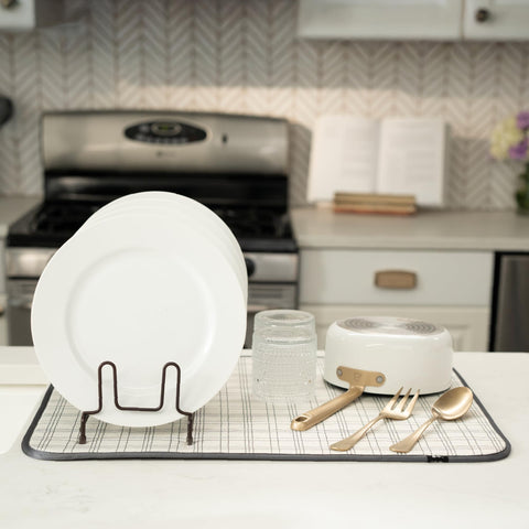 S&T INC. XL dish drying mat supports plates and glassware drying