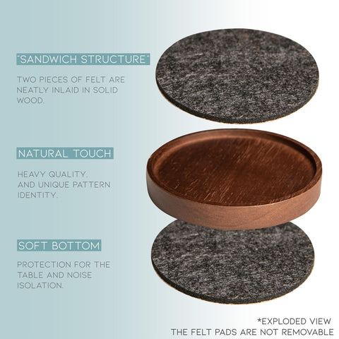 S1EGAN wood coaster heat-insulation layer helps protect tabletops from warm mugs.