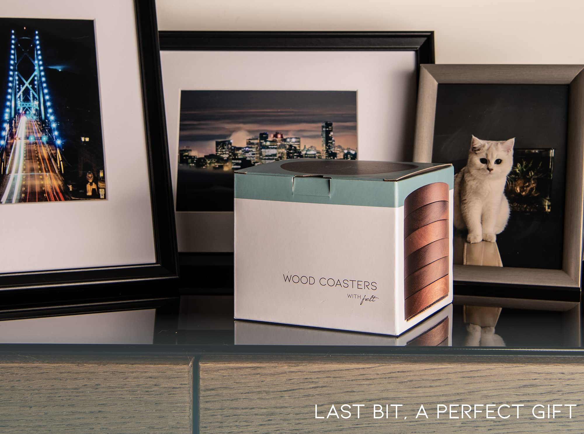 S1EGAN wood coaster natural wood pattern complements any table setting.