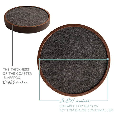 S1EGAN wood coaster sandwich structure combines two felt layers for stability and quiet placement.
