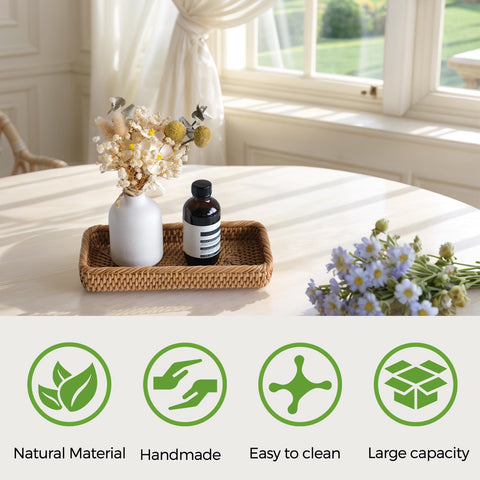 S310 handwoven rattan tray close-up showing craftsmanship and organic finish