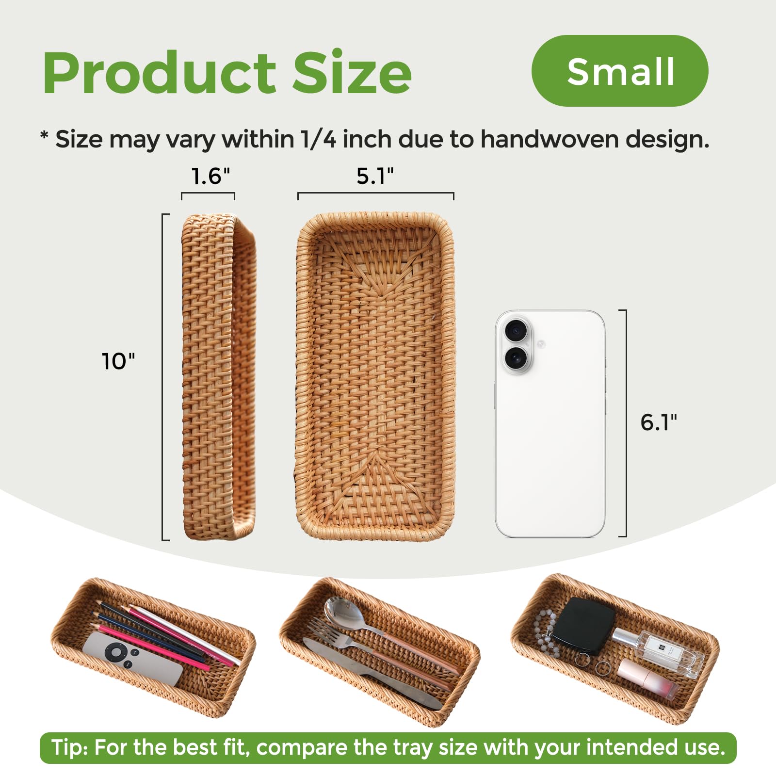 S310 natural wicker tray on vanity highlighting handwoven texture and warm charm