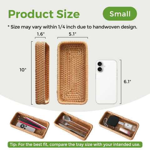 S310 natural wicker tray on vanity highlighting handwoven texture and warm charm