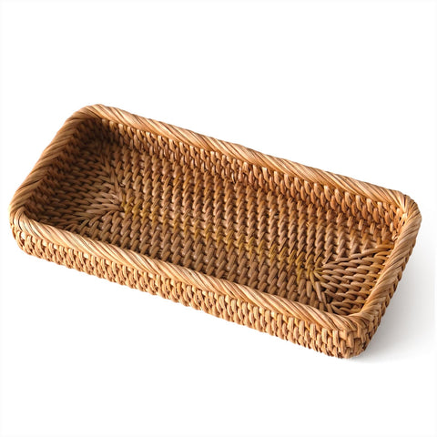 S310 small rattan serving tray top view ideal for organizing jewelry and keys