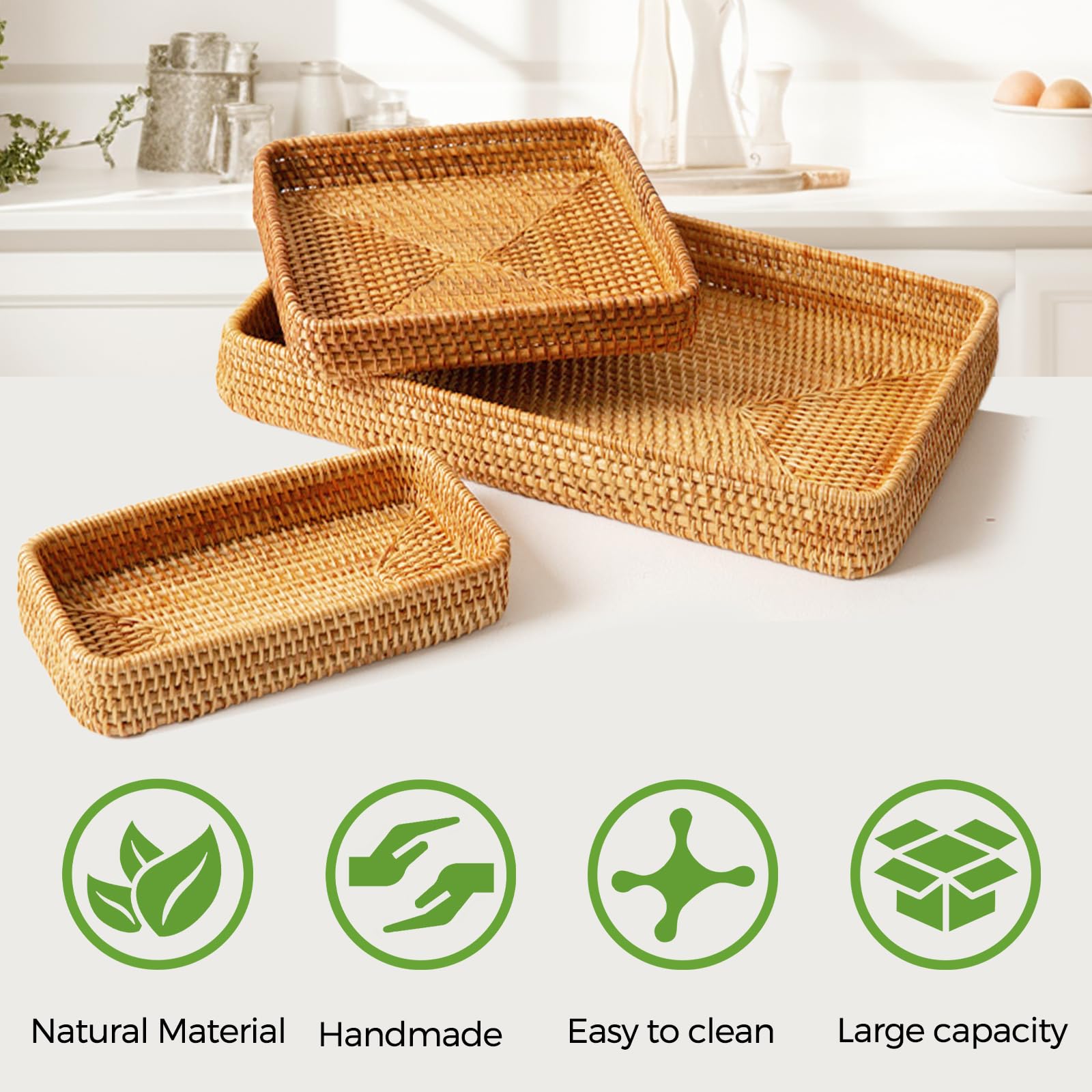 S310 wicker baskets highlight multi-room use from kitchen to bathroom