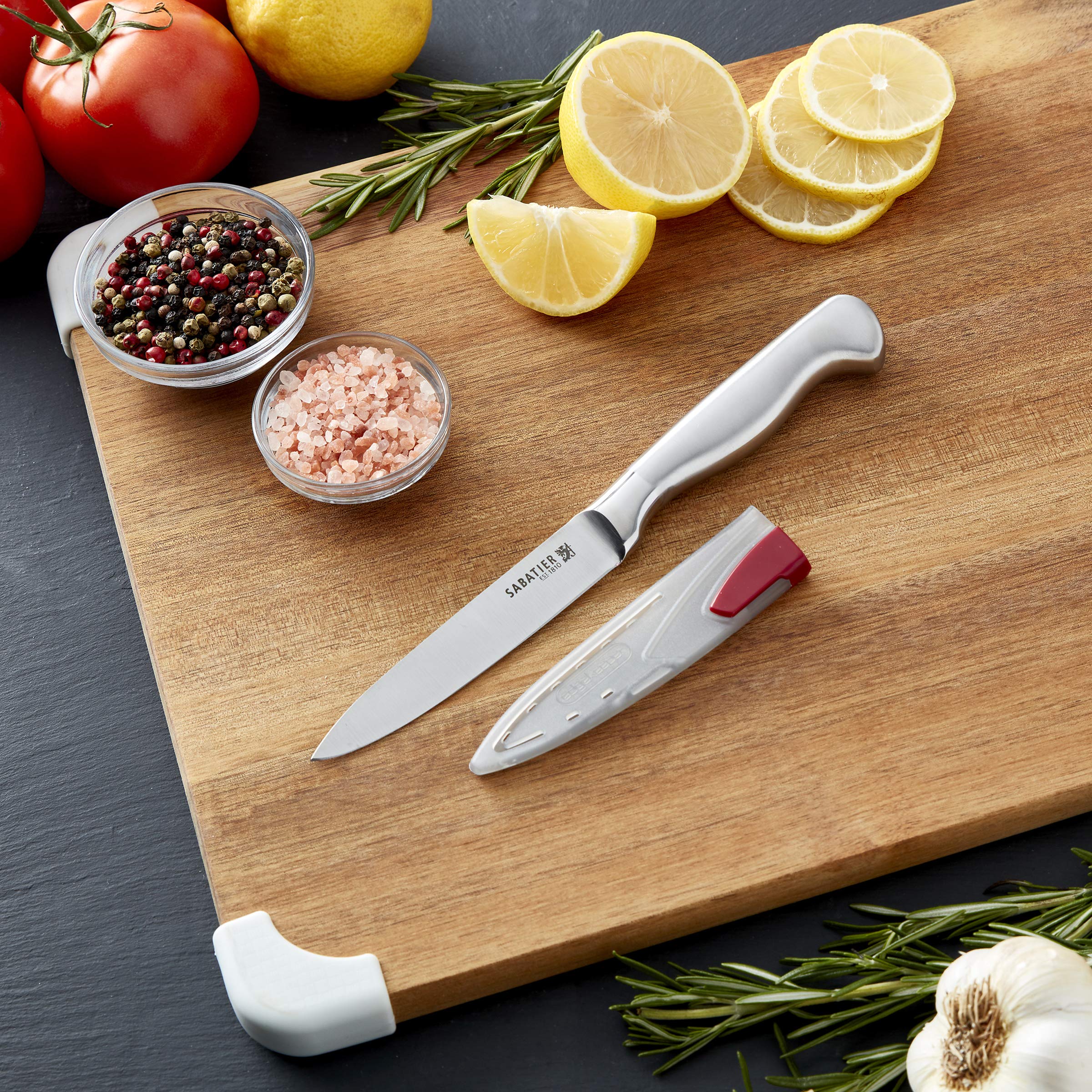 Sabatier 8-inch chef knife with ergonomic triple-riveted handle in view