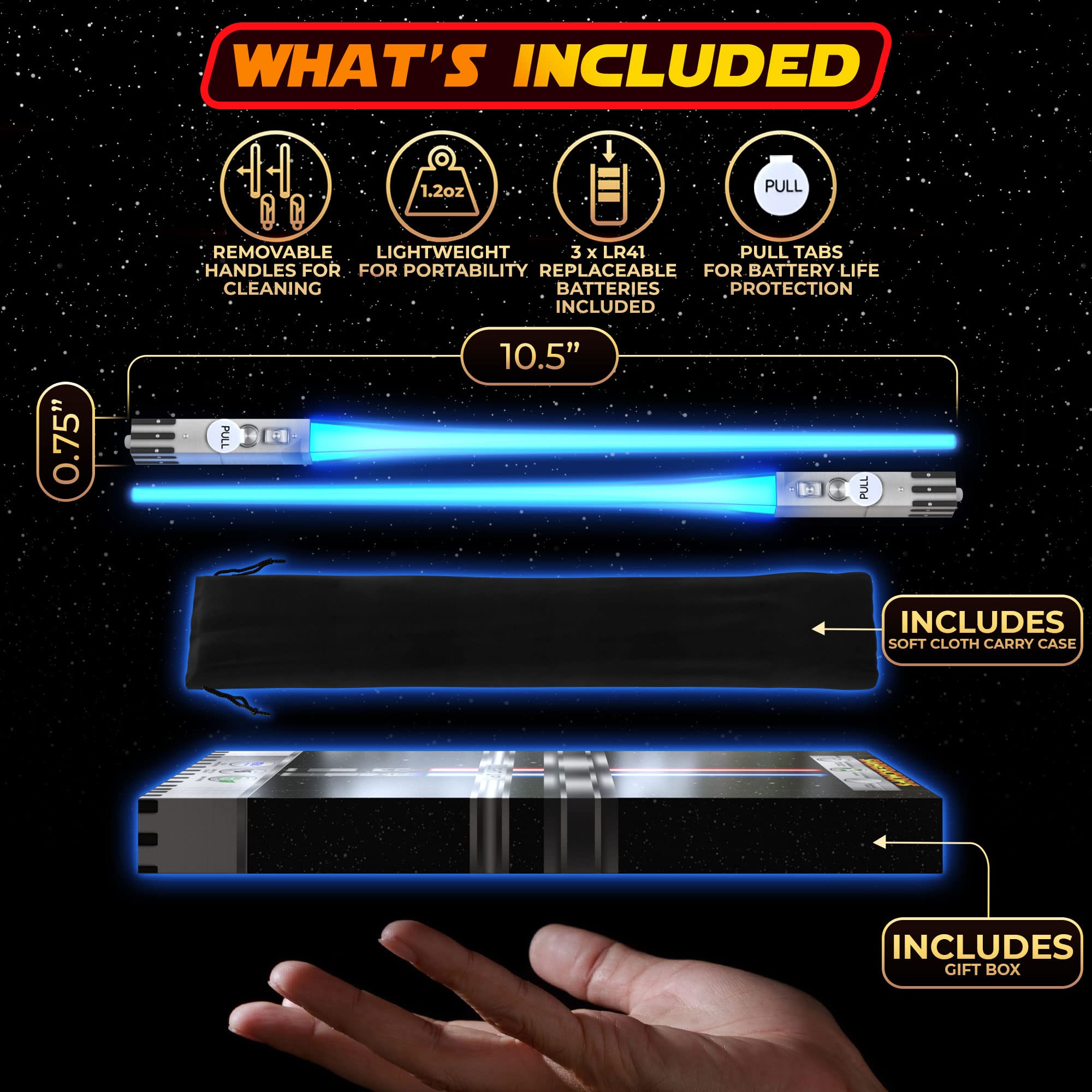 Saber Chops BPA-free plastic ensures safe dining with fun sci-fi style.