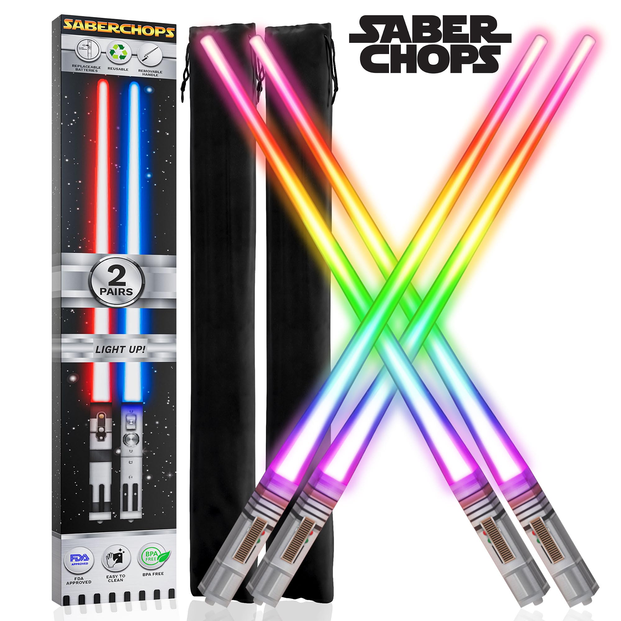 Saber Chops enhances family dinners with cinematic light-up ambiance.