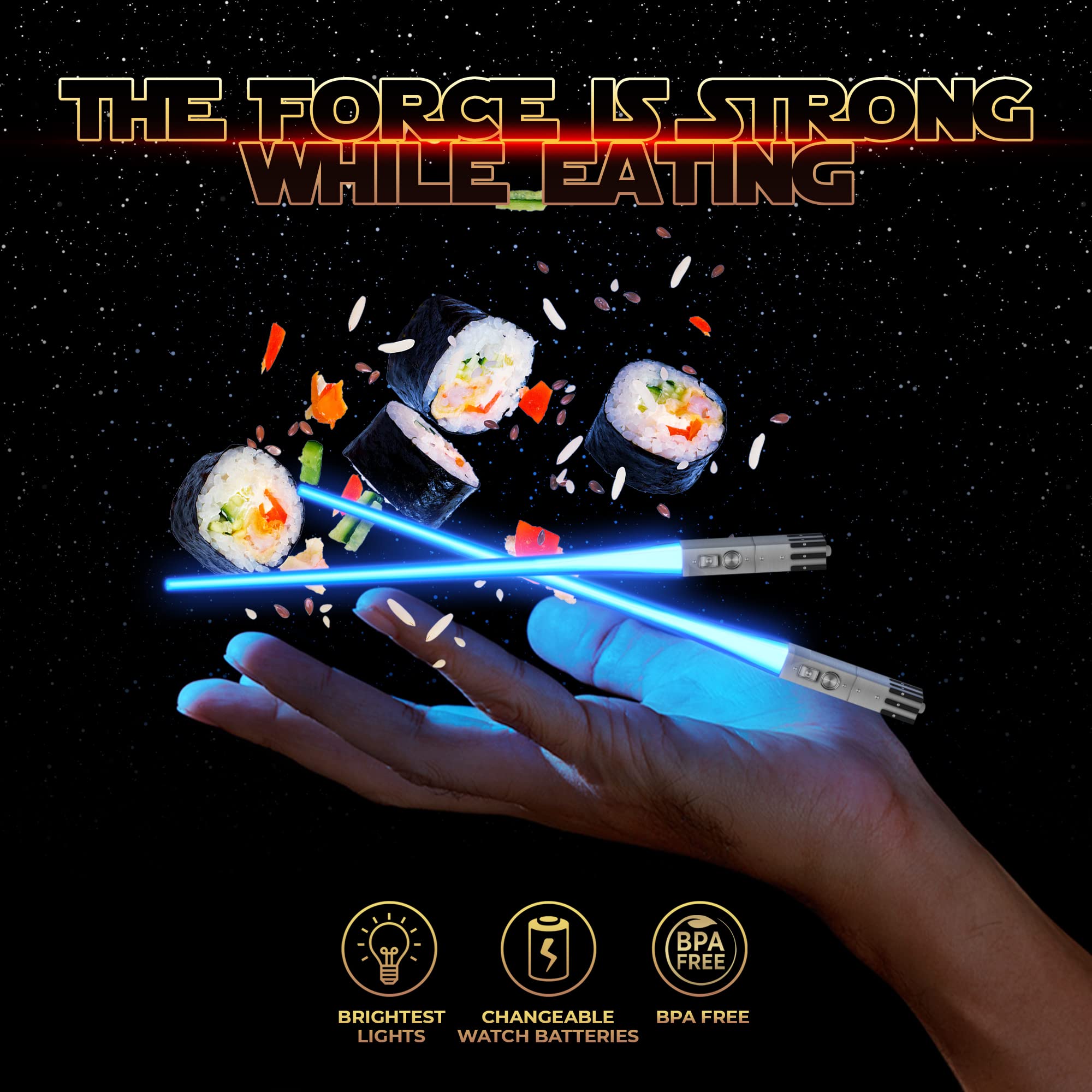 Saber Chops free Millennium Falcon keychain bottle opener complements the set.