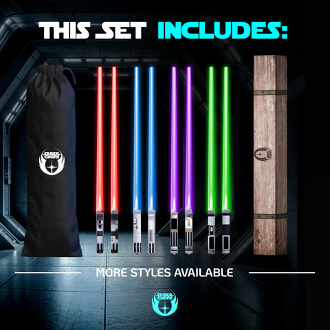 Saber Chops LED color switch chopsticks showcase vibrant hues for themed meals.