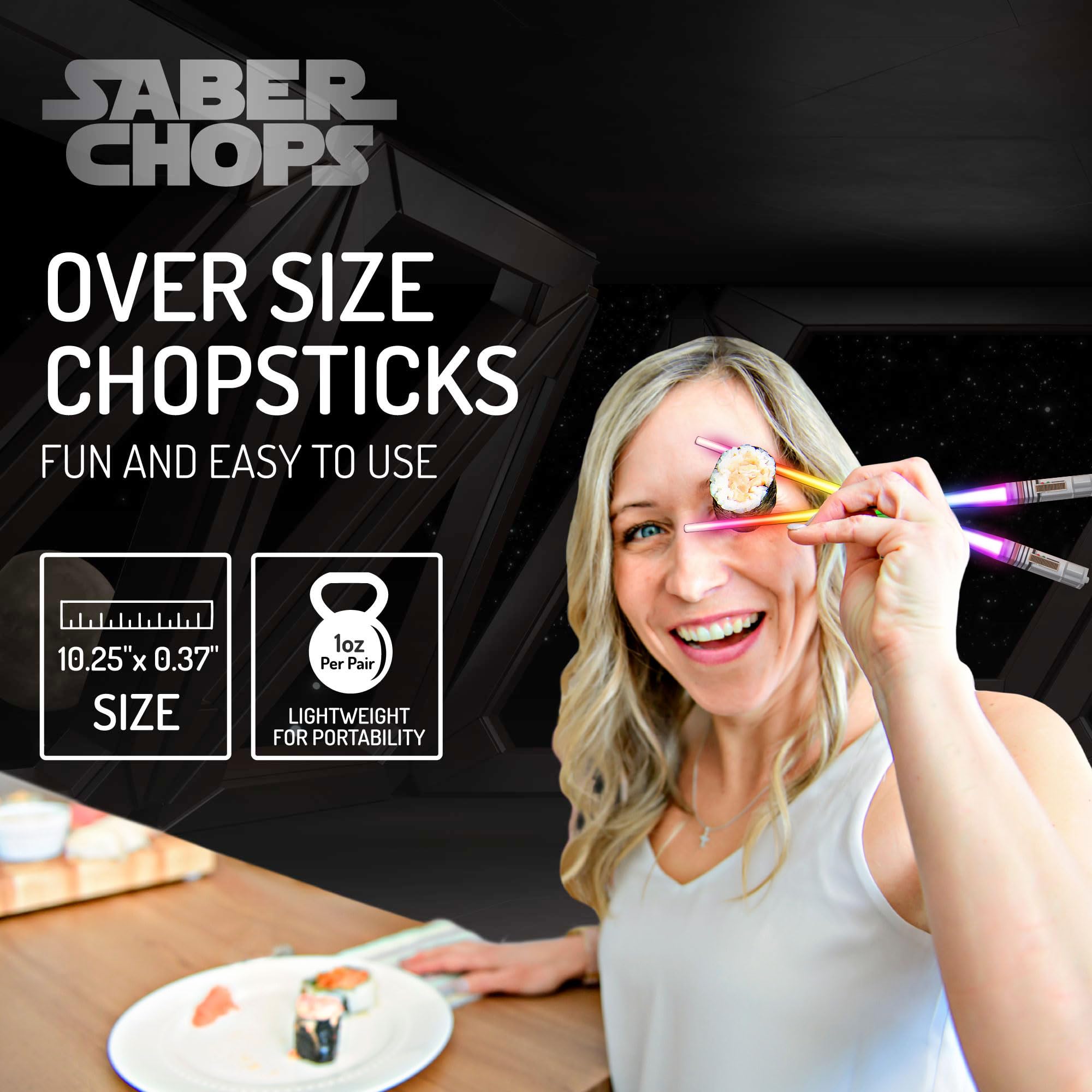 Saber Chops orange glow chopsticks spice up meals.