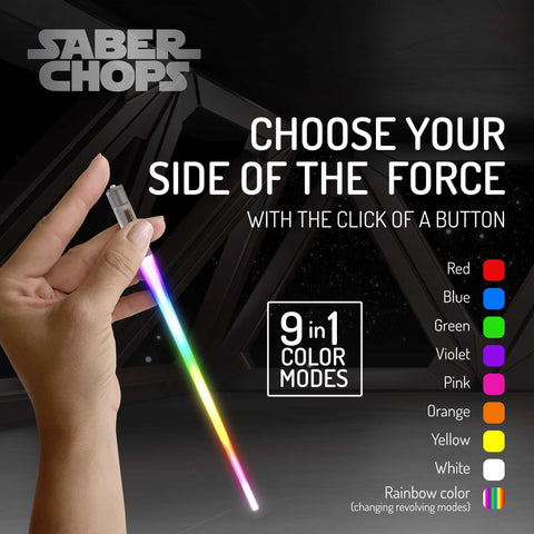 Saber Chops purple glow chopsticks add fun party vibes.