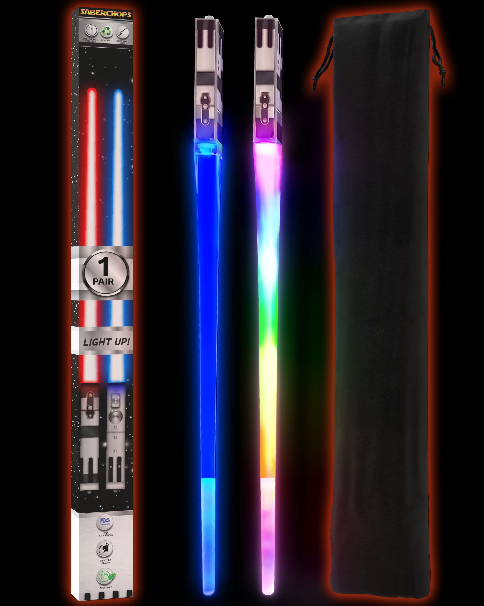 Saber Chops light-up chopsticks pair illuminate sushi night with vibrant glow
