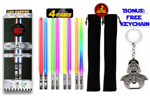 Saber Chops complete set with lighting plus bottle opener and keychain for fans.