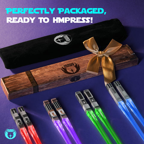 Saber Chops removable handle chopsticks are dishwasher-safe for easy cleaning.