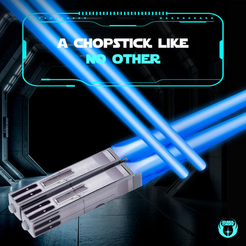 Saber Chops Rey blue chopsticks celebrate Star Wars kitchen nights.