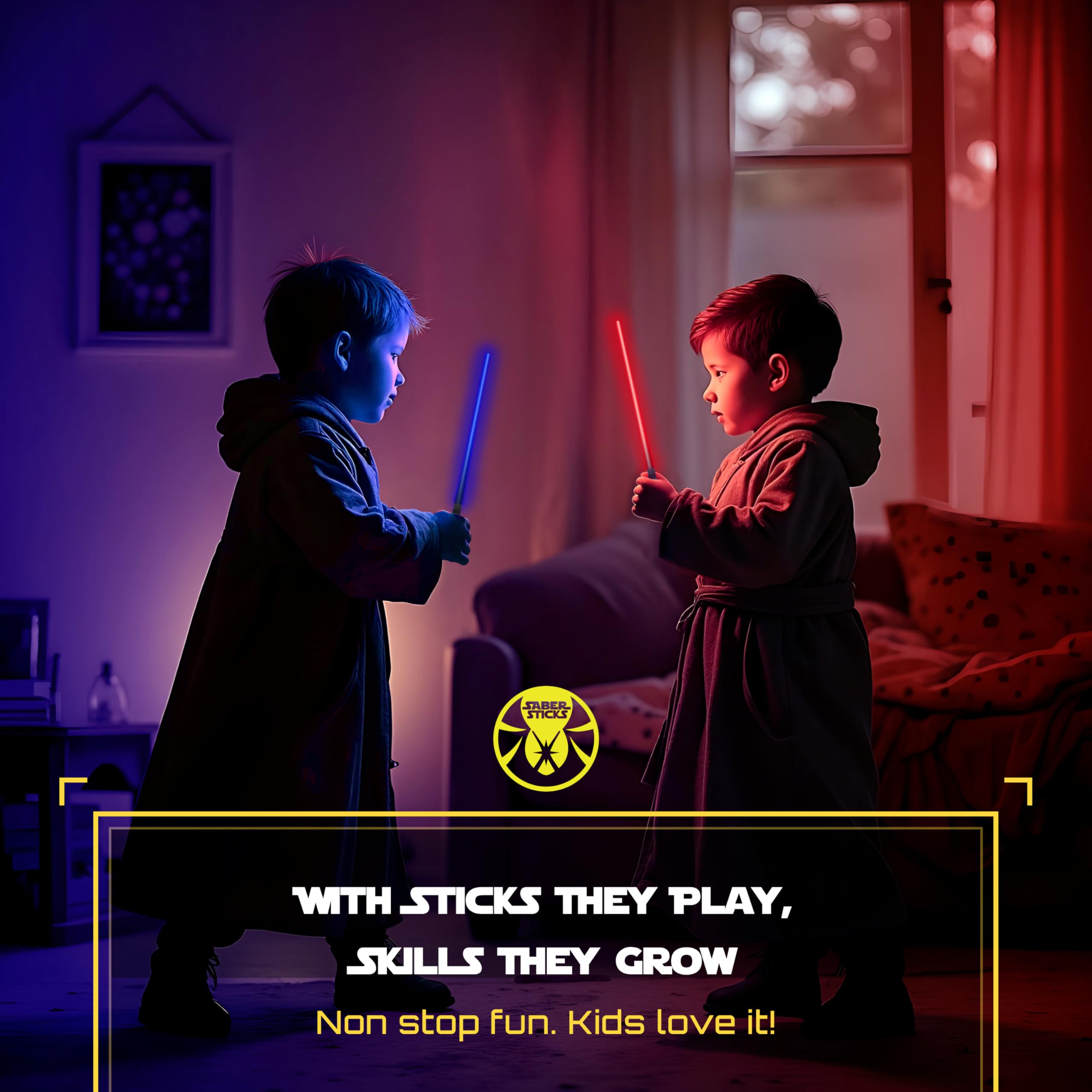 SaberSticks purple LED chopsticks create a fun, themed dining table experience.