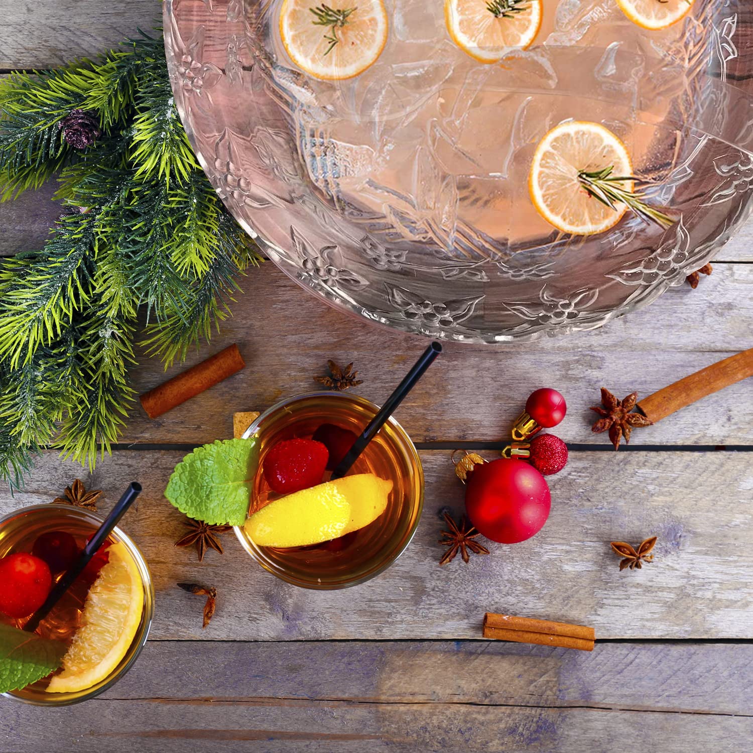 SADAS crystal-sheen punch bowl as a versatile centerpiece for salads or desserts.