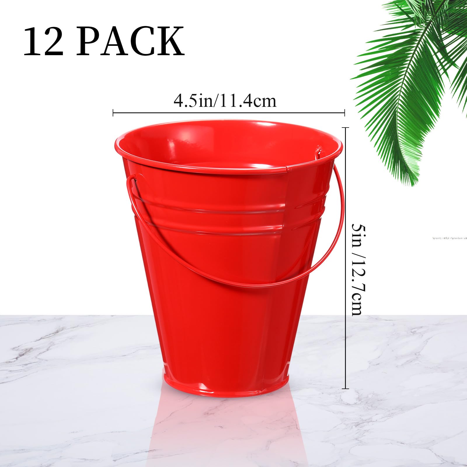 Sadnyy buckets arranged as party display showcase bold red color and centerpiece appeal.