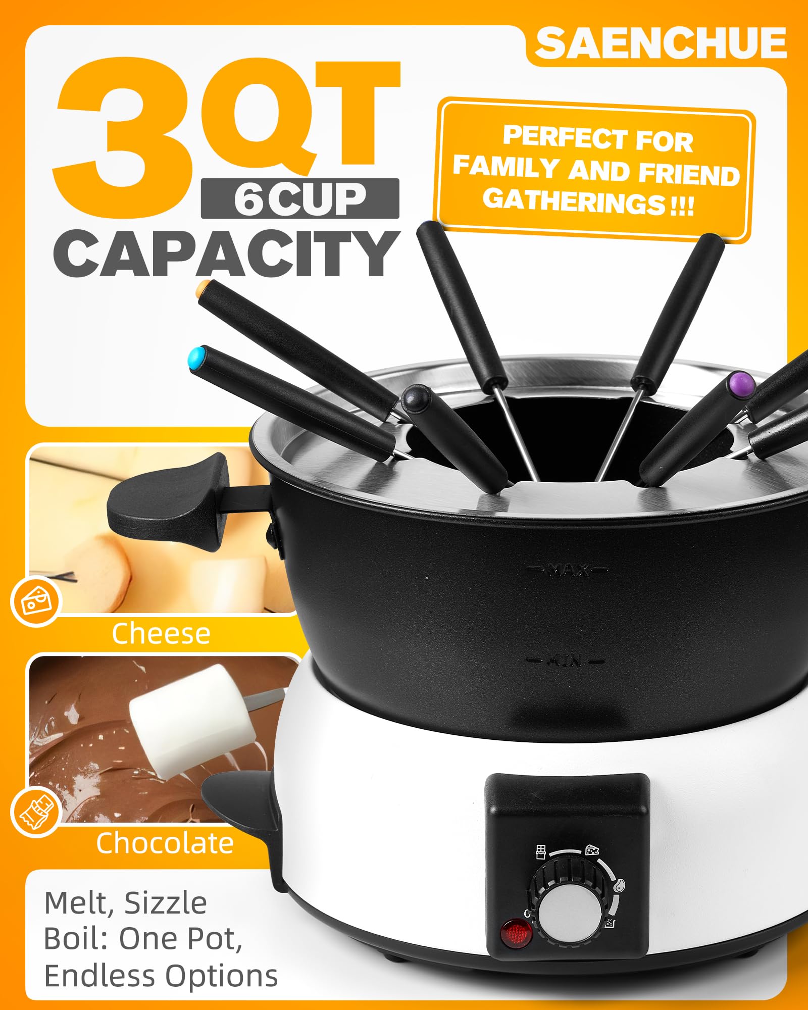 Saenchue FD-10B with 8 color-coded forks for easy social dining.