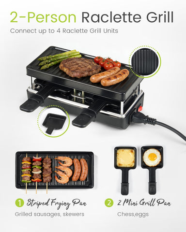 Saenchue raclette 2-person grill, sleek compact design for small kitchens.