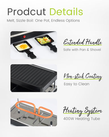 Saenchue raclette 2-person, series connection shown for expansion.