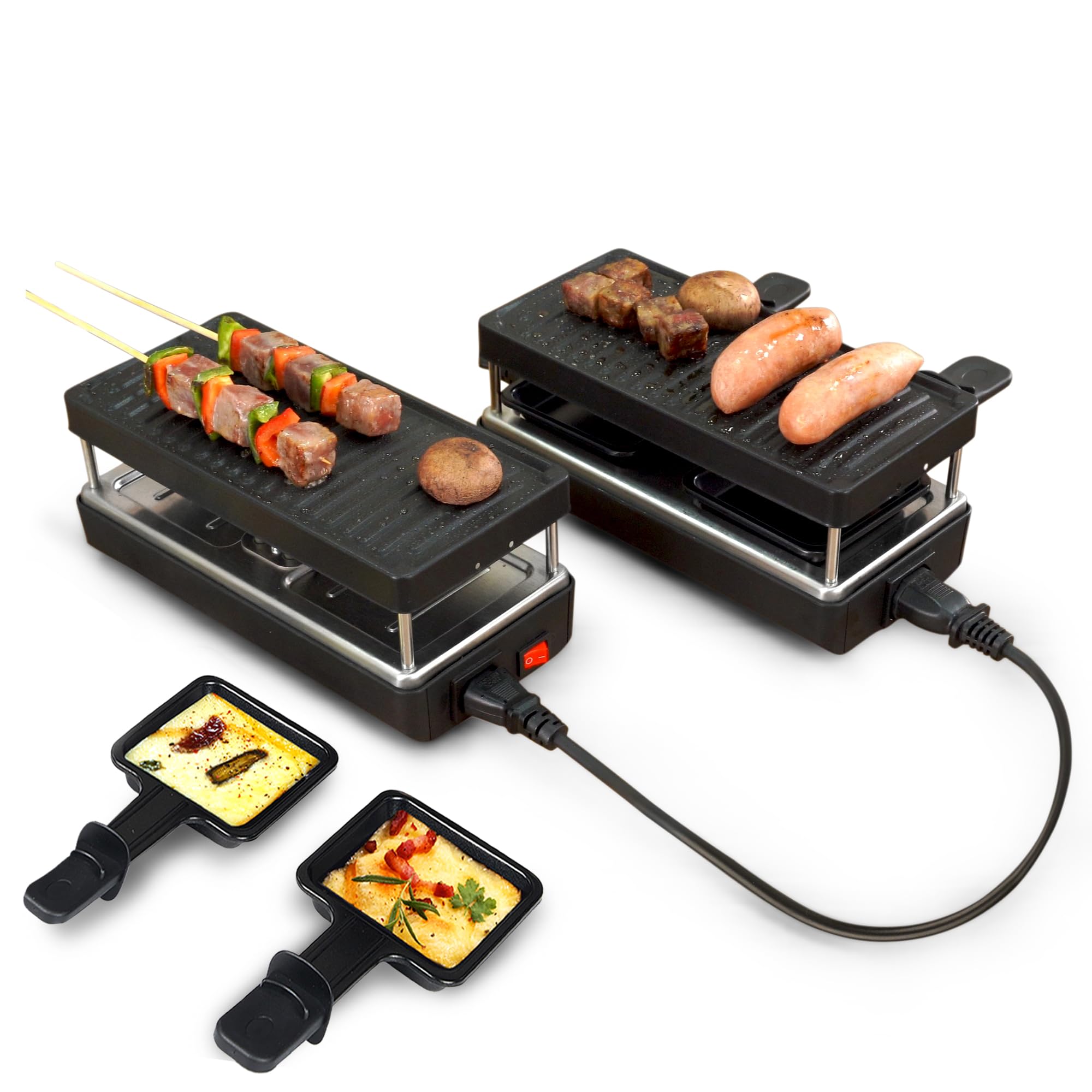 Saenchue raclette 2-person table grill top view, compact for intimate dinners.