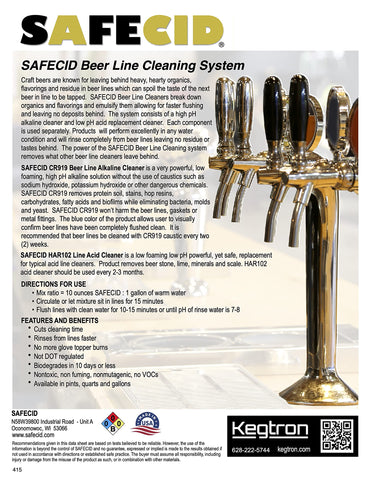 Safecid cleaner in a draft system with blue rinse indicator.