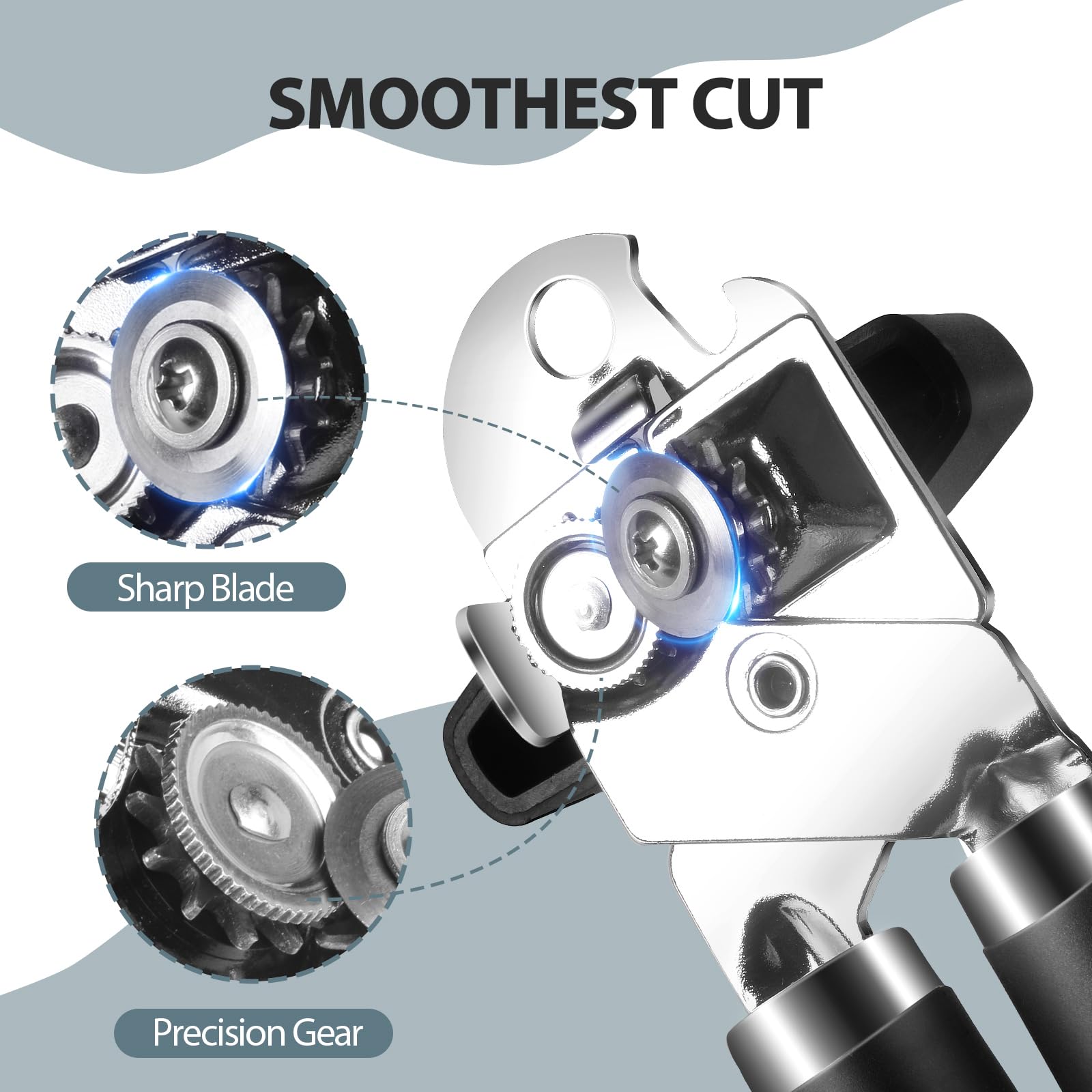 Safring can opener showing soft-touch handles for comfortable use