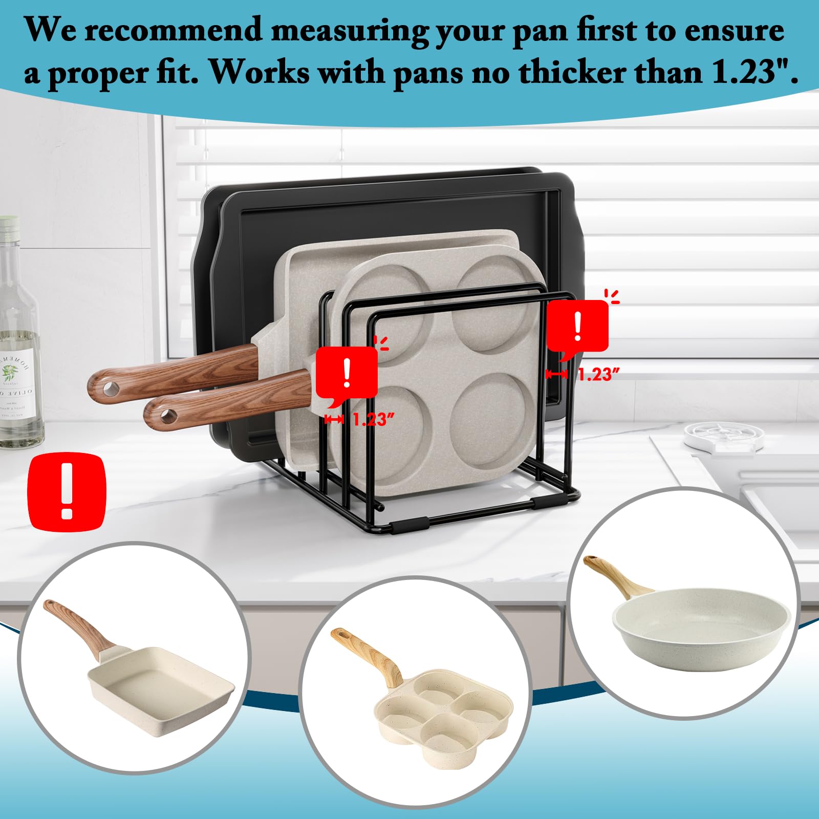 SAGLAU five-slot steel rack for cutting boards keeps space tidy