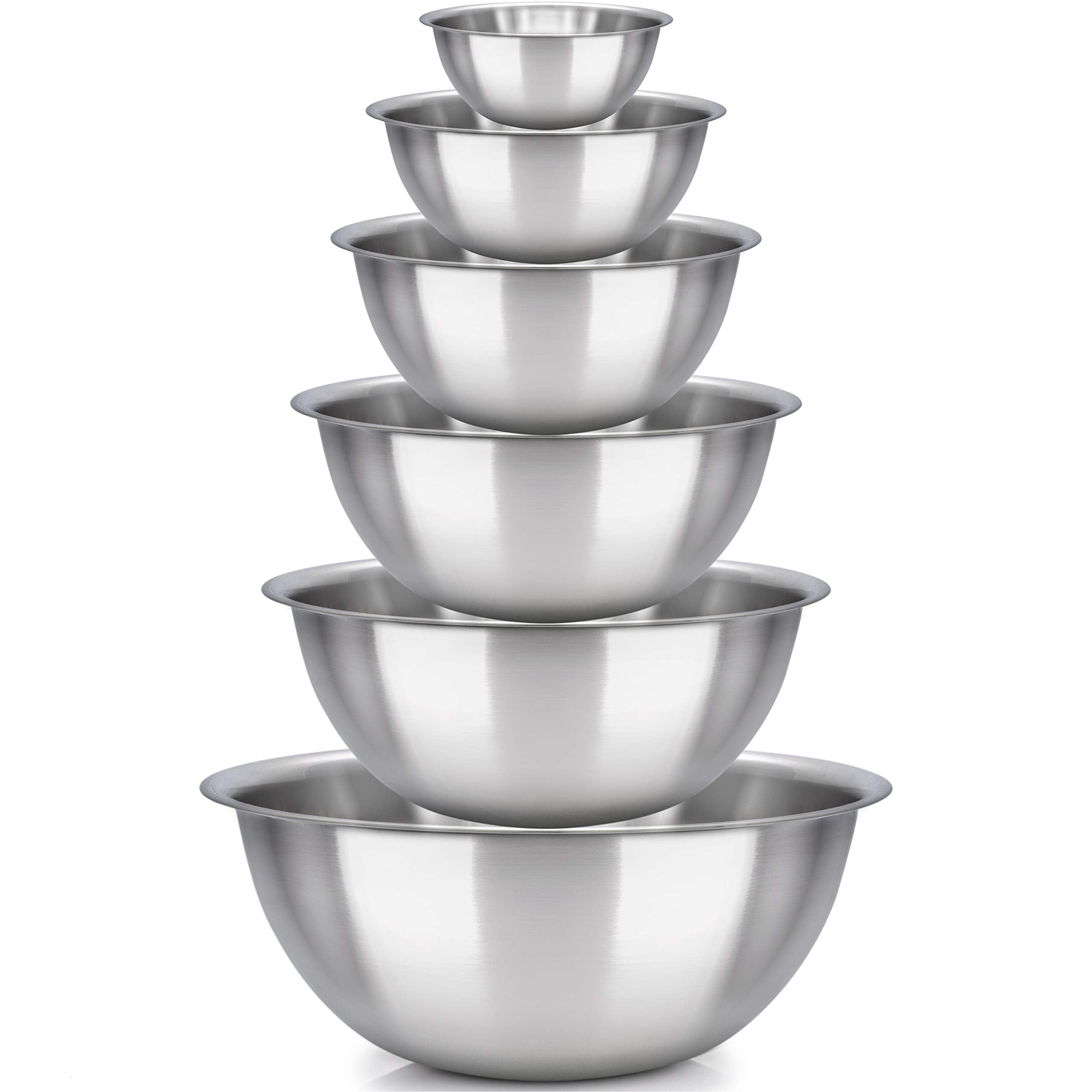 Sagler 6-piece mixing bowl set with polished mirror finish for prep and serving.