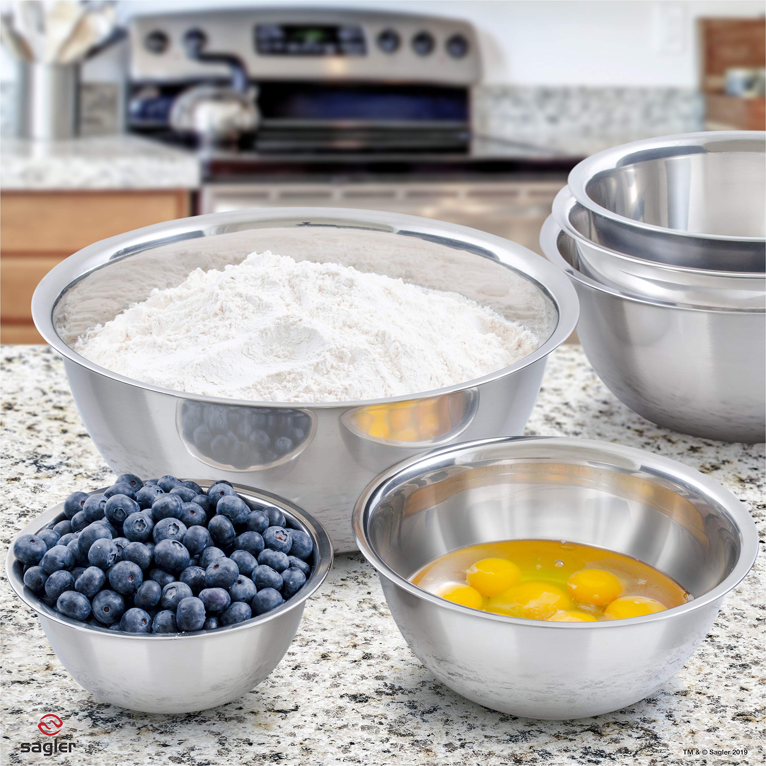 Sagler three-and-a-half-quart bowl with easy-to-grip rim for handling.