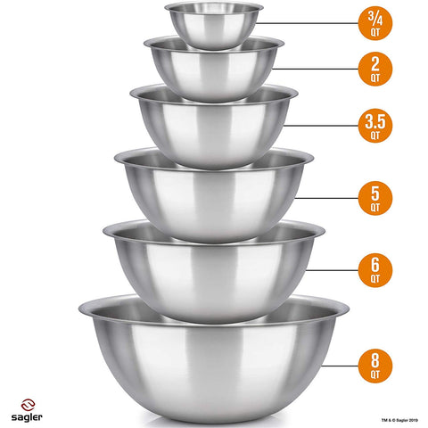 Sagler three-quarter-quart mixing bowl with flat base for stable batter mixing.