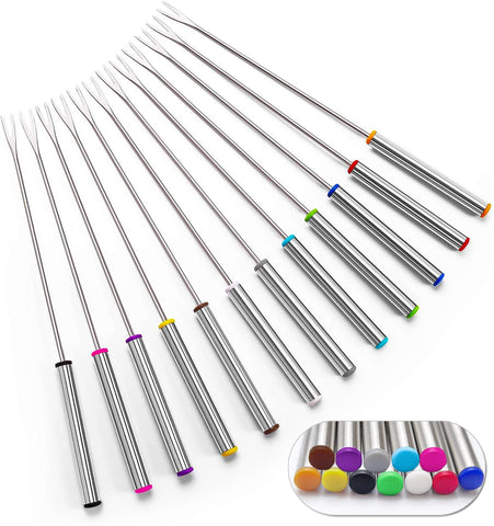 Sago Brothers fondue forks with color-coded handles for easy color matching during parties